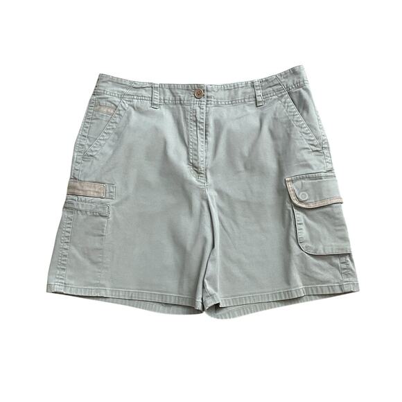 TALBOTS Womens Size 12 Olive Green Cotton Blend Flat Front Cargo Shorts - Picture 1 of 6